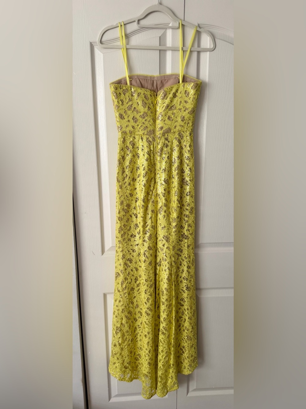 BCBGMaxAzria Yellow Lace Strapless Maxi Dress - Picture 2 of 4